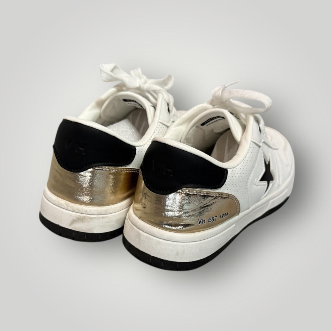 Black/White/Gold Vintage Havana Star Accent Low-Top Sneakers, 10